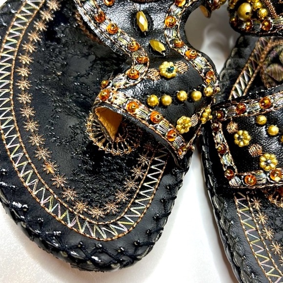 John Fashion Beaded & Embroidered Designer Boho Sandals - Picture 3 of 7